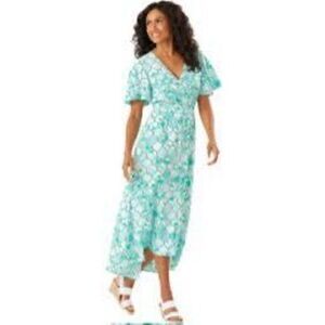 Tommy Bahama Women's Size S Mumbai Medallion Print High Low Maxi Dress Teal Aqua